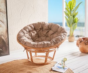 Křeslo Papasan Honey 115x64 cm šedá ratan