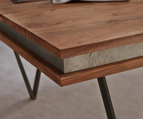 Konferenční stolek Stonegrace 117x60 cm akácie hnědá břidlice podnož