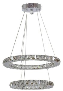 LED stropní závěsná lampa 2 kruhy s krystaly Lords