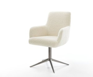 Jídelní židle Heira-Flex s područkami plyšový manšestr béžová