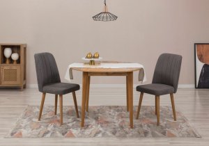 Jedálenský set s rozkladacím stolom a stoličkami (3 kusy) Vina 1501 - Atlantic Pine, Anthracite