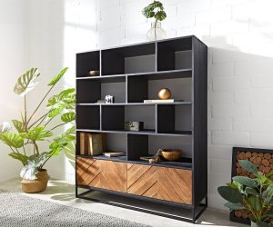 Skříň Famke 120 cm mango teak 10 přihrádek 2 dvířka