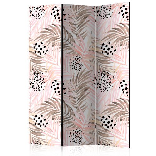 Paraván Pink Palm Leaves Dekorhome - ROZMĚR: 135x172 cm (3-dílný)