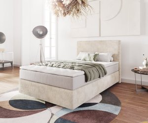 Boxspring postel Dream-Well 120x200 cm manšestr béžová s taštičkovou
