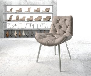 Jídelní židle Taimi-Flex taupe vintage zúžená podnož nerezová ocel