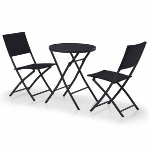 Záhradný bistro set 3ks polyratan čierny