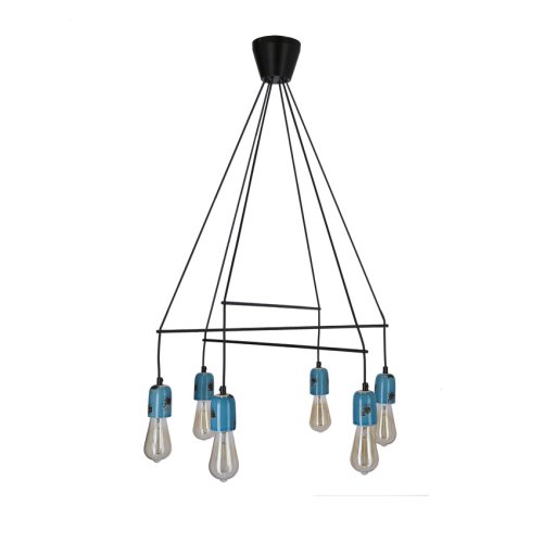 Závesná lampa Vider čierna 6x40W e27