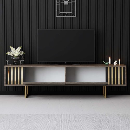 TV stolek Gold Line - Walnut, Black