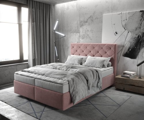 Boxspring postel Dream-Great mikrovlákno růžová 140x200 cm s matrací