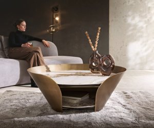 Konferenční stolek Skafi 100x40 cm keramika Minas Melange zlatá