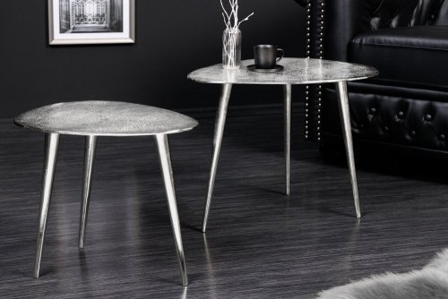 Konferenční stolek 2 ks GAIA Dekorhome - BAREVNÁ VARIANTA: Stříbrná