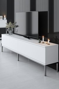 TV stolek Lord - White, Silver