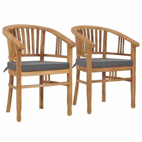 Záhradná stolička s poduškami 2 ks teakové drevo Dekorhome - BAREVNÁ VARIANTA: Sivá