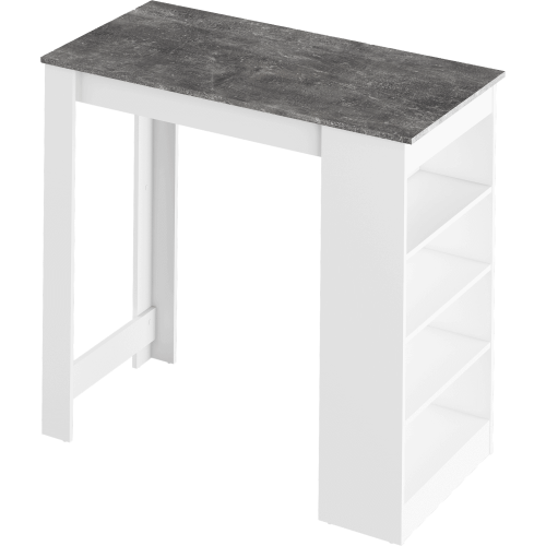 Barový stůl s regálem AUSTEN - BAREVNÁ VARIANTA: Bílá / beton