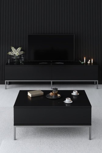 TV stolek Lord - Black, Silver