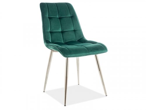 Jídelní židle CHIC VELVET stříbrná - BAREVNÁ VARIANTA: Zelená