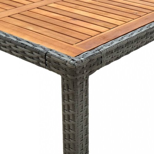 Zahradní stůl 150 x 90 x 75 cm polyratan a akáciové dřevo šedý