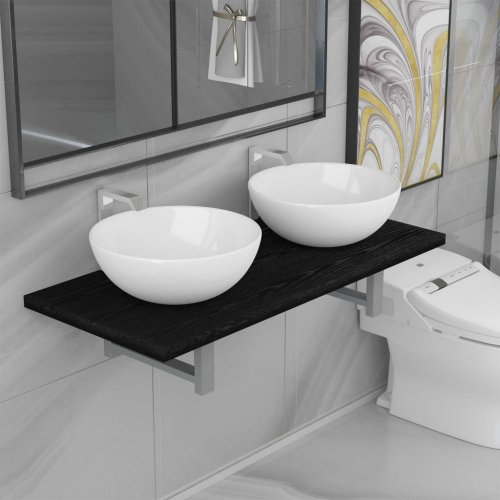 Kúpeľňový set 3 ks Dekorhome - BAREVNÁ VARIANTA: Čierna / biela