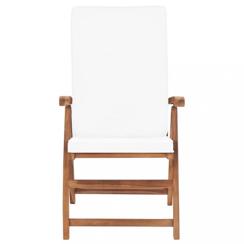 Polohovacie záhradné stoličky 2 ks teakové drevo Dekorhome - BAREVNÁ VARIANTA: Krémová