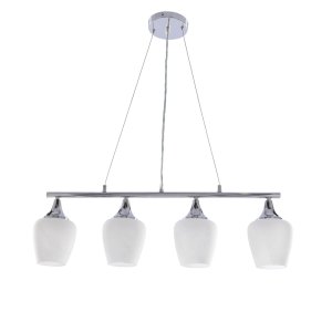 ELECTRA chromová závěsná lampa 4x60W E27 bílé stínidlo moderní stropní svítidlo do obývacího pokoje, jídelny, kuchyně, působivý design