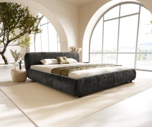 Čalouněná postel Shona 180x200 cm plyšová látka šedá