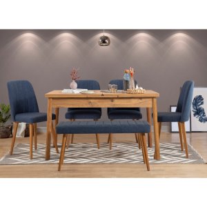 Jídelní set s rozkládacím stolem a židlemi (6 kusů) Santiago Atlantic Dark Blue