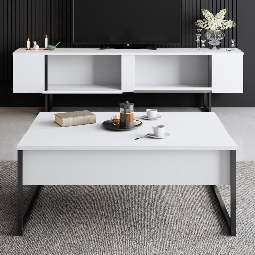 TV stolek Luxe - White, Black