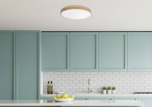 Stropná lampa FIGARO, drevená stropná lampa. 24W LED 3000/4500/6000K 38cm trieda bielej, diaľkové ovládanie