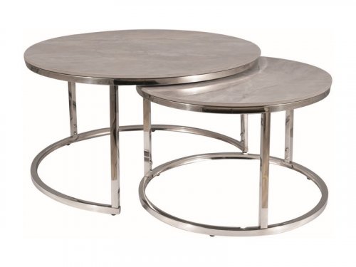 Konferenční stolek 2 ks  PORTAFINO - BAREVNÁ VARIANTA: Stříbrná / šedá