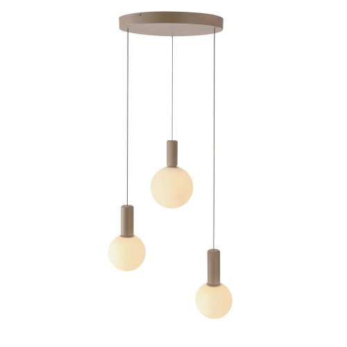 Lampa wisząca Testa beżowa potrójna białe klosze kule nad stół