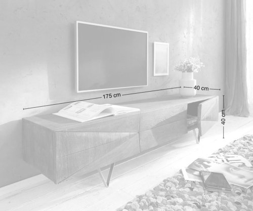 TV stolek Wyatt 175 cm akácie platina 1 výklopná dvířka
