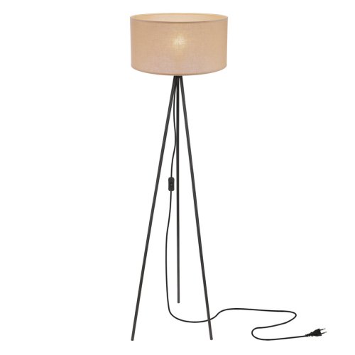Stojaca lampa SHANTI čierna 1x40W E27 béžové tienidlo