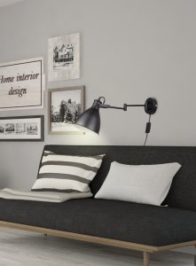 Nástenná lampa čierna nastaviteľná 1xE27 Espera