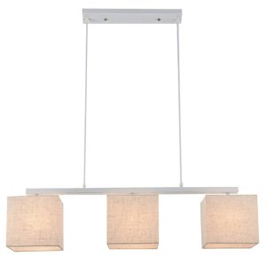 Biela závesná lampa s ľanovým tienidlom 3x40W E27 Boho