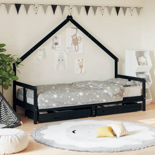 Detská domčeková posteľ so šuplíkmi Dekorhome - ROZMER LÔŽKA: 80 x 160 cm