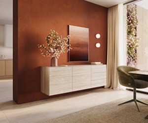 Komoda Cuor 180 cm keramika Laminam® Travertino Bianco krémově bílá 2