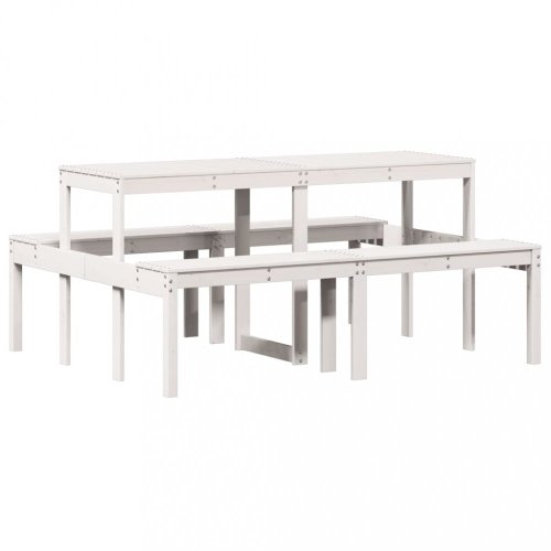 Piknikový stůl bílý 160 x 134 x 75 cm masivní borové dřevo