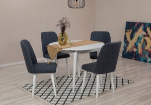 Jedálenský set s rozkladacím stolom a stoličkami (5 kusov) Vina 1048 - White, Navy Blue