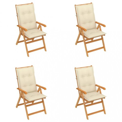 Skládací zahradní židle 4 ks s poduškami Dekorhome - BAREVNÁ VARIANTA: Bílá / červená