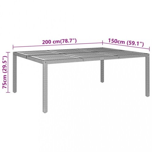 Zahradní stůl 200 x 150 x 75 cm akáciové dřevo a polyratan šedý