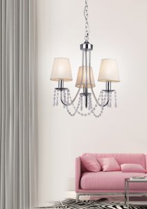 Chrómový/béžový závesný luster 3x40W Ruti