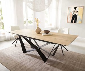 Jedálenský stôl Edge 180-220x100 keramický Laminam® Sabbia v dubovej