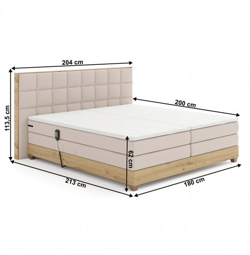 Elektrická polohovacia boxspringová posteľ TINA - ROZMER LÔŽKA: 160 x 200 cm