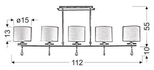 Stropné svietidlo chrómový pásik 5xE14 Estera