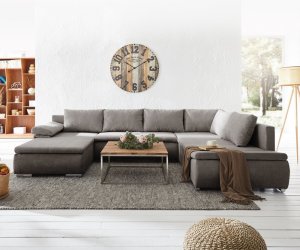 Pohovka ve tvaru "U" Abilene 325x230 cm khaki hnědá funkce