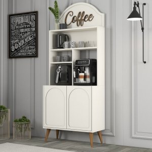 Coffee Bar Cabinet Lyon 80 - Cream, Walnut - POSLEDNÍ KUS
