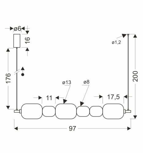 PLAYA lampa wisząca czarny pozioma 17W LED 3000K klosz bezbarwny