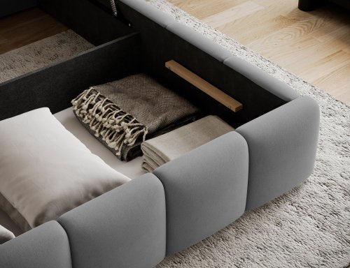 Posteľ Edvige + Drevený rám + Štandardný zdvih + kontajner 160x200