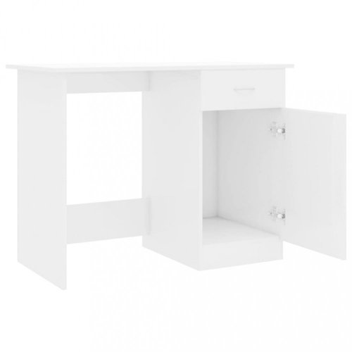 Písací stôl so skrinkou 100x50 cm Dekorhome - BAREVNÁ VARIANTA: Biela lesk