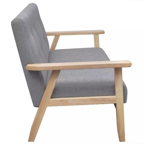 Dvoumístná sedačka textil / dřevo Dekorhome - BAREVNÁ VARIANTA: Žlutá
